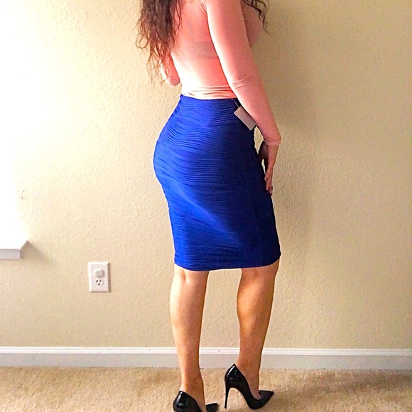 Brat Star midi cobalt blue pencil skirt size S - Picture 7 of 10